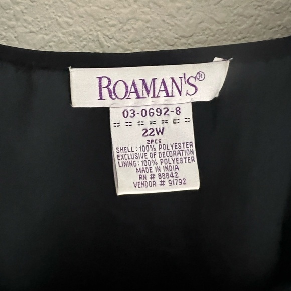 Romans Woman's Blouse Tunic black Beaded Size 22W Plus Open Sleeve - Picture 5 of 13